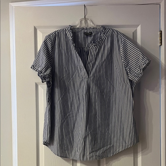 Van Heusen Tops - Van Heusen Navy and White Striped Blouse